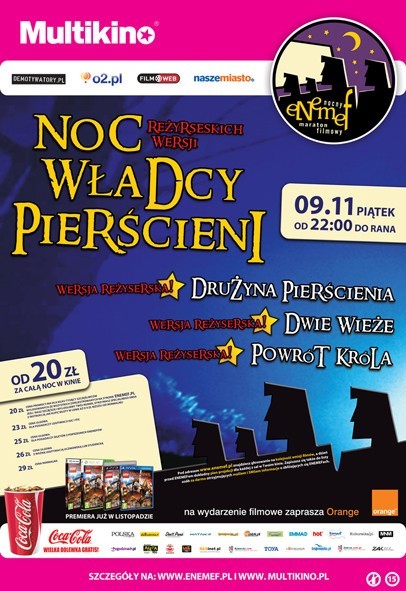 ENEMEF: Noc Reżyserskich Wersji Władcy Pierścieni w Multikino Kraków |  Kraków Nasze Miasto