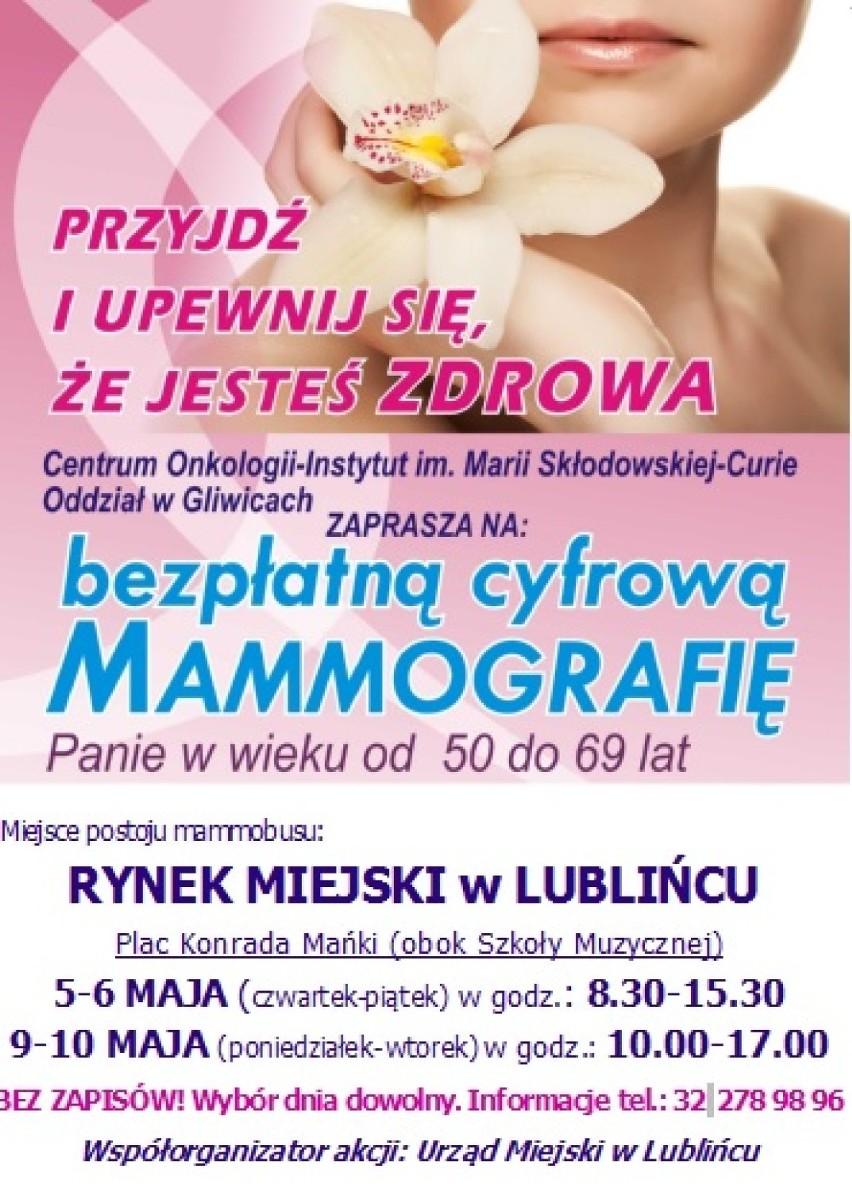 Mammograf będzie czekał na panie na lublinieckim rynku