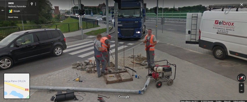 Zobacz Malbork z Google Street View. Ciekawe sytuacje i ludzie przy pracy, których zarejestrowały kamery