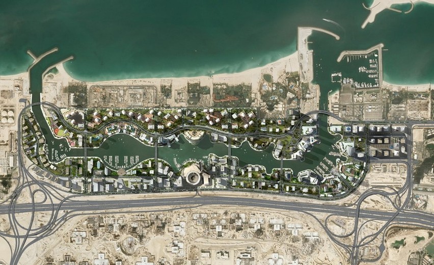 Widok na port jachtowy w Dubaju widziany z loty ptaka