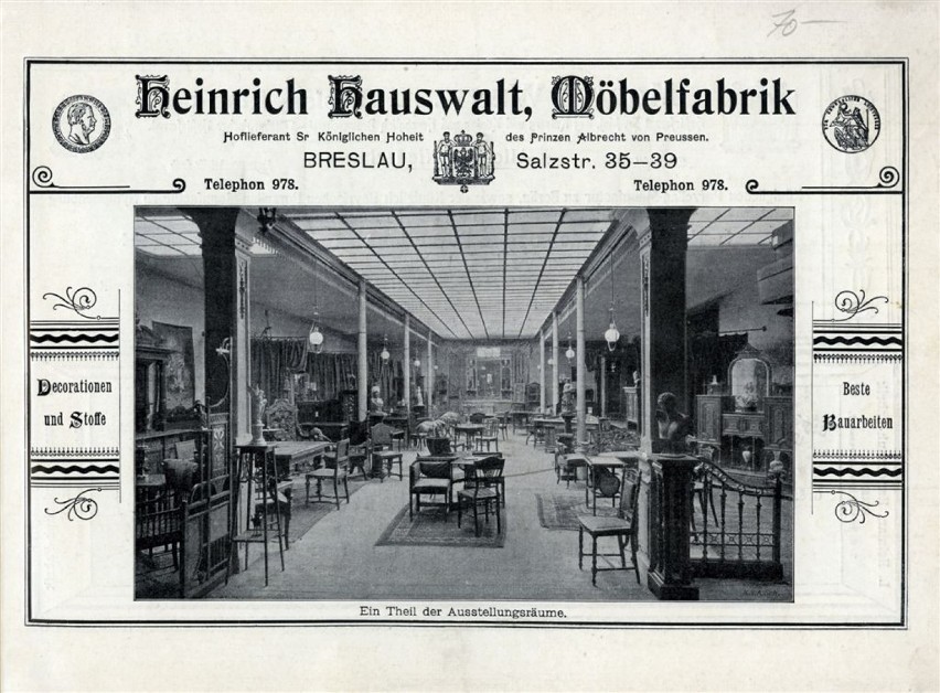 Reklama fabryki mebli Heinricha Hauswalta