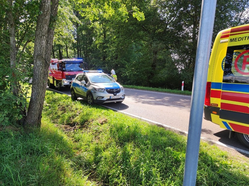 Wypadek w Żebrach-Kolonii. 2 lipca 2023 auto wypadło z drogi. Zdjęcia