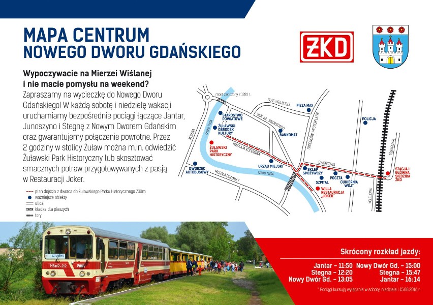 Zwiedzaj Nowy Dwór Gdański z koleją wąskotorową. Więcej kursów i atrakcji