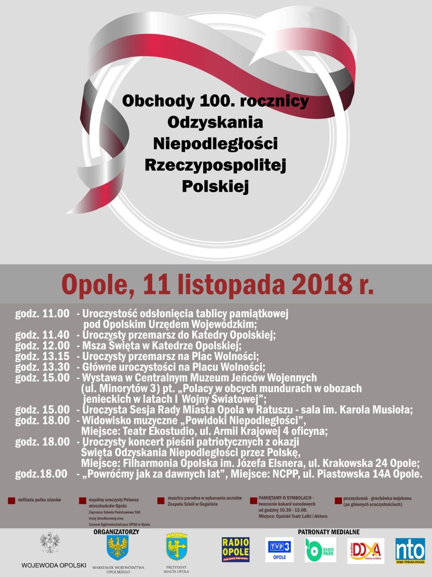 Dzień Niepodległości 2018 Opole.

W Opolu 11 listopada...