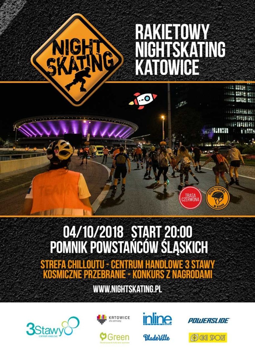 Rakietowy Nightskating w Katowicach