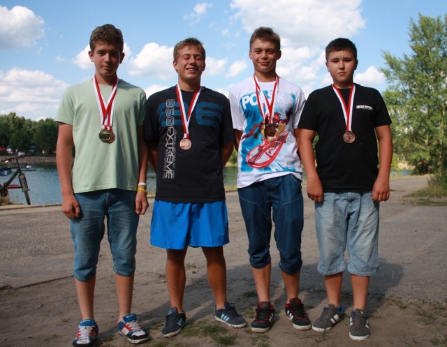 Paweł Wolny, Łukasz Wajda, Dominik Ćwienczek, Oskar Serban – medaliści MP 2013 młodzików