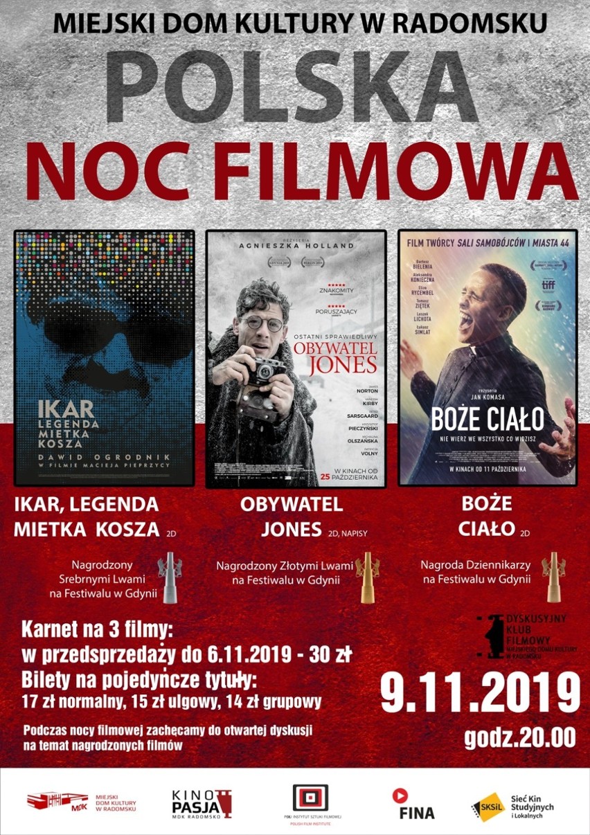 Święto Niepodległości Radomsko 2019: MDK zaprasza na Polską Noc Filmową  
