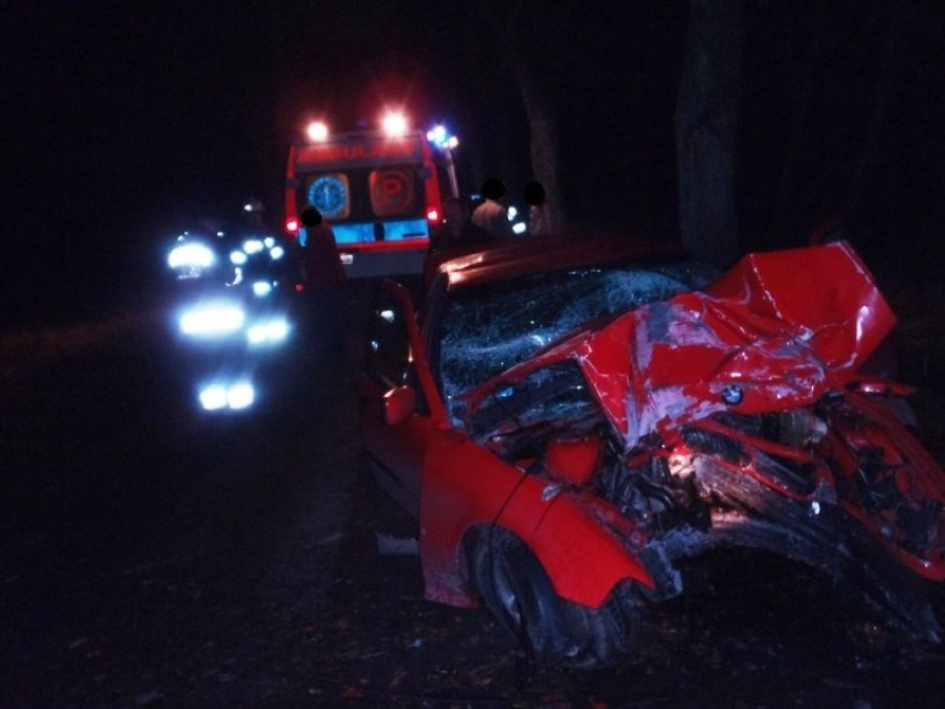 Wypadek Braniewo. BMW uderzyło w drzewo [zdjęcia]