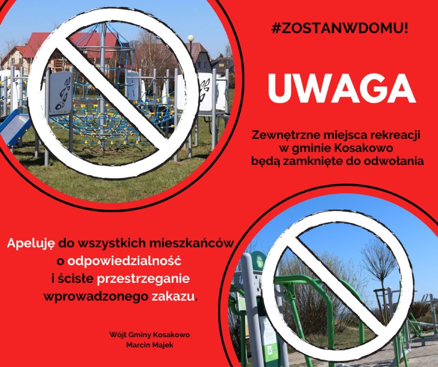 Gmina Kosakowo wydała zakaz wstępu na place zabaw