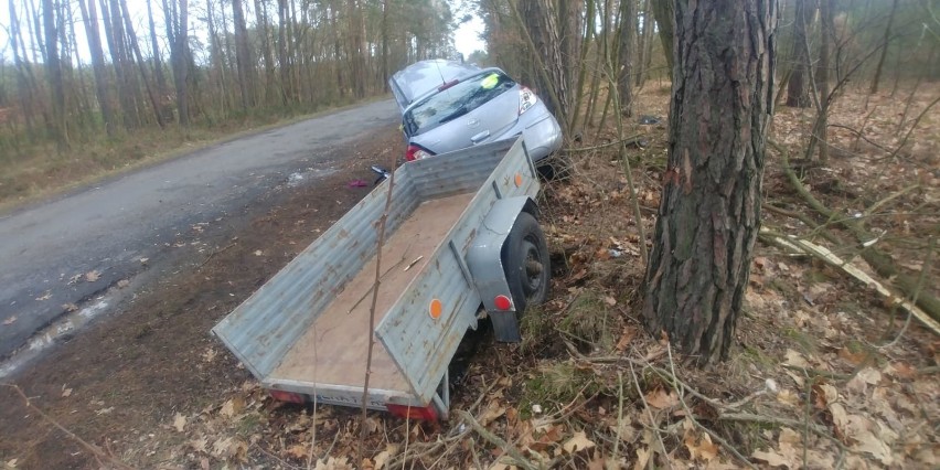 Gmina Przedbórz. Wypadek w Budach Nosalewickich. Wyprzedzał kilka pojazdów, wjechał w drzewo [ZDJĘCIA]
