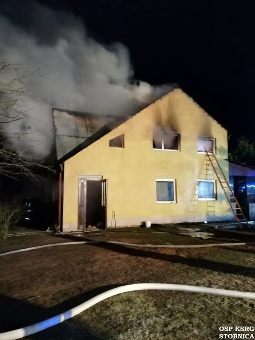 Pożar domu w Stobnicy (gmina Ręczno)