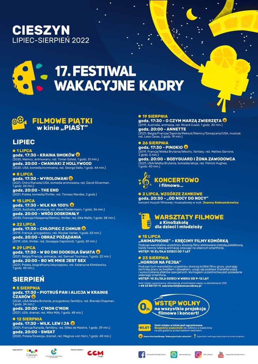 Wakacyjne Kadry 2022. Darmowe filmy w Cieszynie w każdy piątek - takie rzeczy w Kinie Piast! Zobacz program
