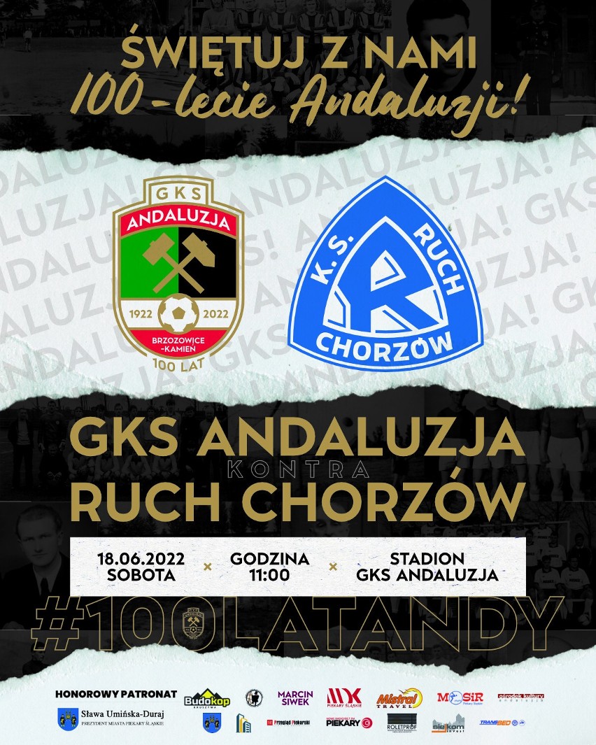 GKS Andaluzja Brzozowice-Kamień w Piekarach Śląskich obchodzi 100-lecie istnienia. Co w programie?