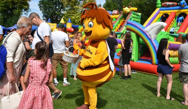Podczas pikniku rodzinnego w Chełmie  największym powodzeniem wśród dzieci cieszyły się dmuchańce i sympatyczna pszczółka.  fot.