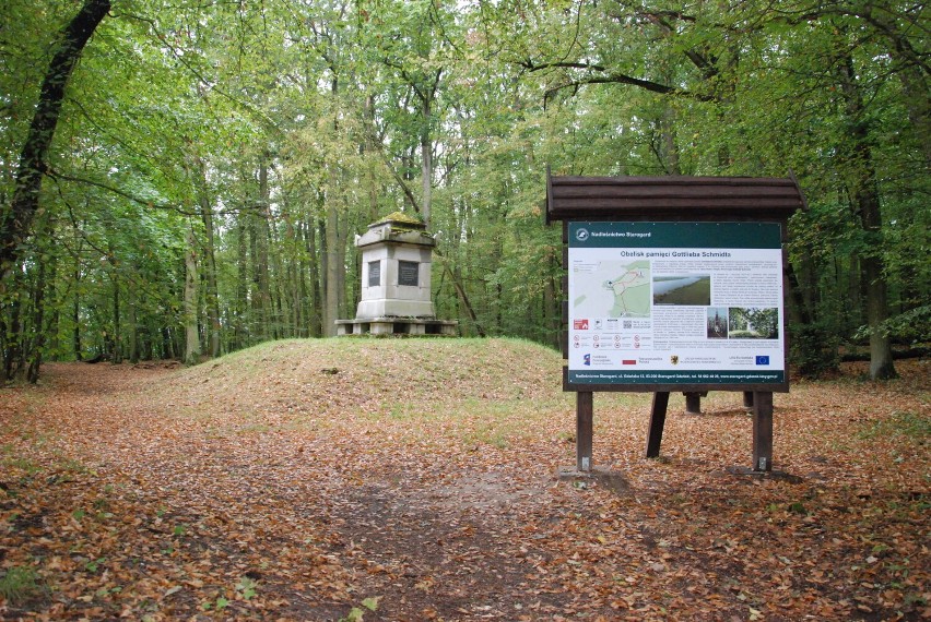 Rezerwat Wiosło Małe, gdzie zlokalizowany jest obelisk ku czci Gottlieba Schmidta
