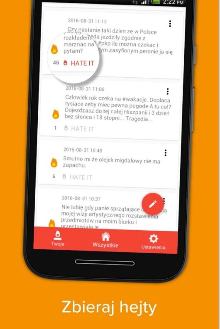 Screen aplikacji Haterick dostępnej w sklepie Google Play