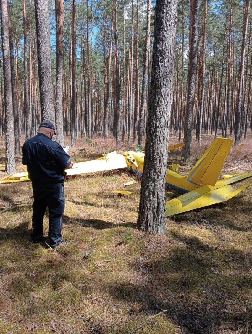W lesie w Borsku w gminie Karsin spadł szybowiec. Pilot zginął na miejscu 