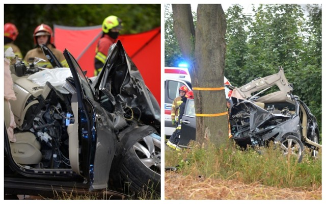 Samochód marki Infiniti uderzył w drzewo. Wypadek w Raciążku.