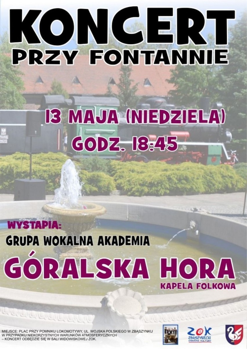 Koncert przy fontannie w Zbąszynku