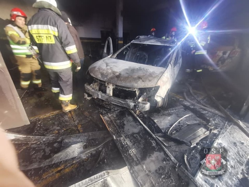 Trzy samochody spłonęły w warsztacie mechanicznym w pow. chrzanowskim