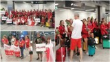 Bobrowniki Wielkie. Gorące powitanie srebrnych medalistek Mistrzostw Europy Cheerleaders na lotnisku w Krakowie. Były transparenty i róże