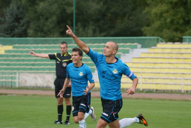 Marcin Kobierski (Warta) po zdobyciu gola