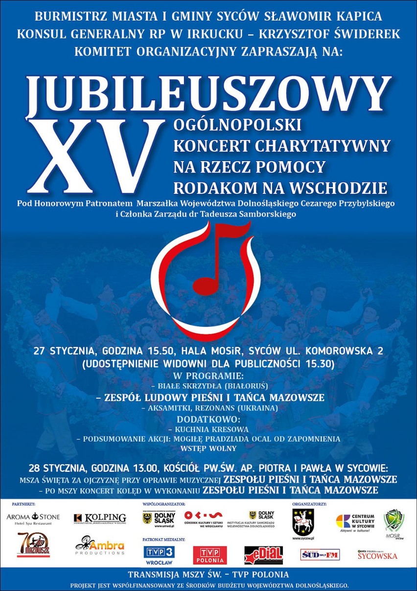 Mazowsze znów w Sycowie! Znamy program 15. Koncertu Charytatywnego dla Rodaków na Wschodzie