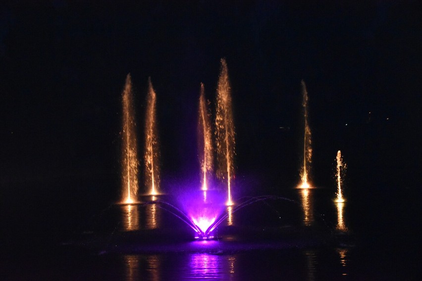 Pokaz fontann w pleszewskim parku leśnym "Planty"