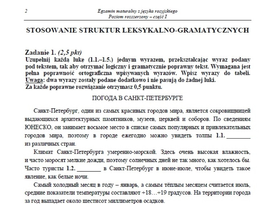 MATURA 2014 język rosyjski (poziom rozszerzony) 14.05.2014