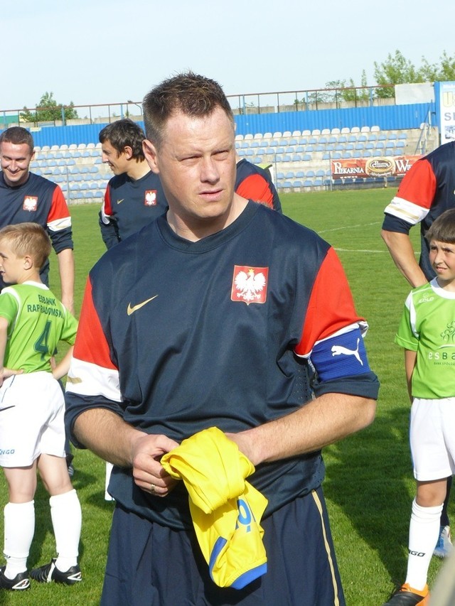 Jacek Krzynówek podczas imprezy pożegnalnej "Grać jak Krzynówek" w Raodmsku