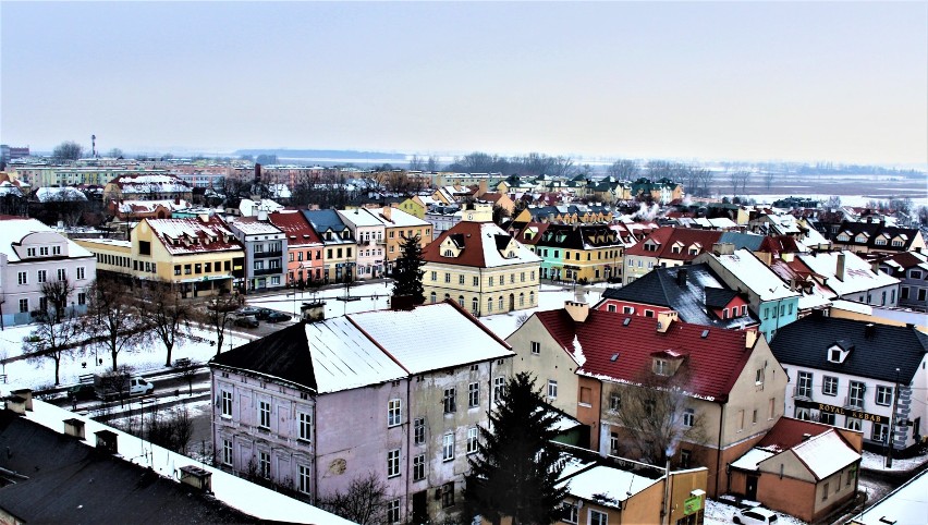 Panorama Łęczycy z zamkowej wieży