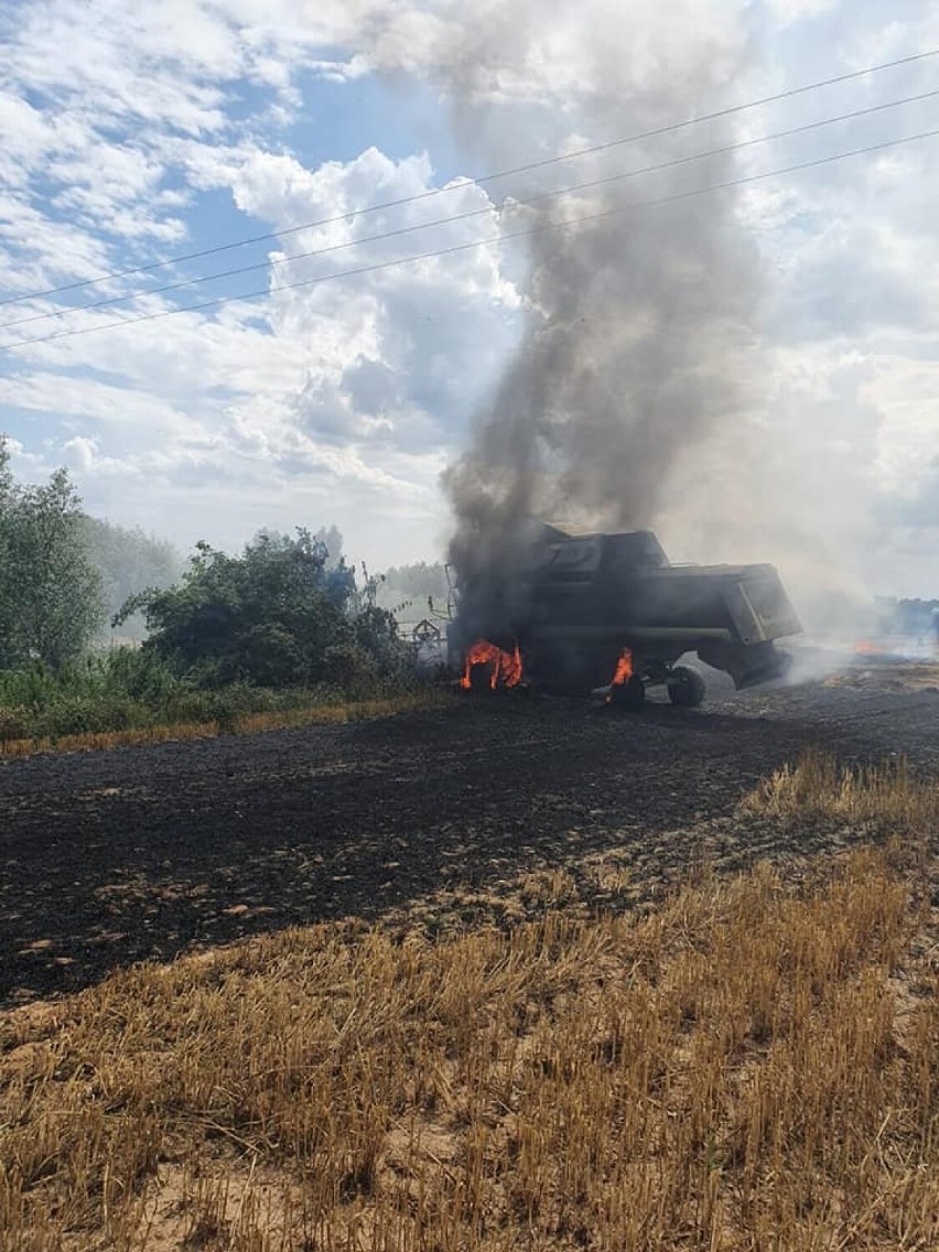 Pożar kombajnu w gminie Chodecz