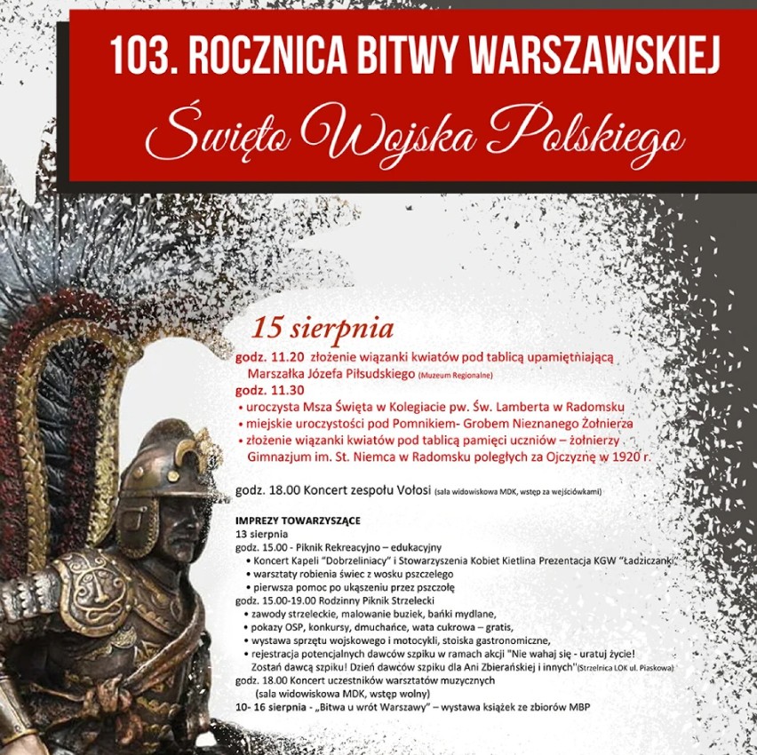 Święto Wojska Polskiego 2023 w Radomsku. Zobacz program obchodów!