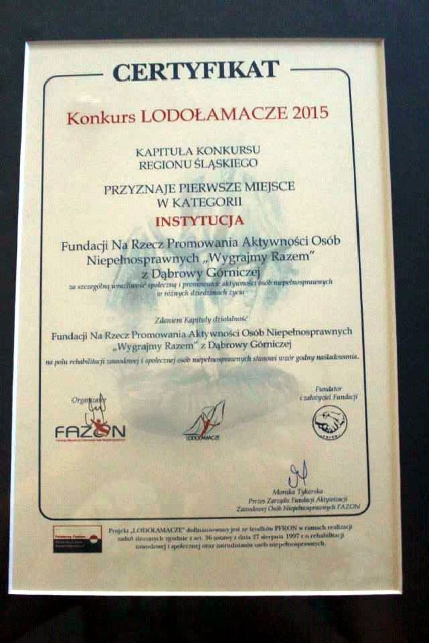 Fundacja Wygrajmy Razem nagrodzona została Lodołamaczem 2015