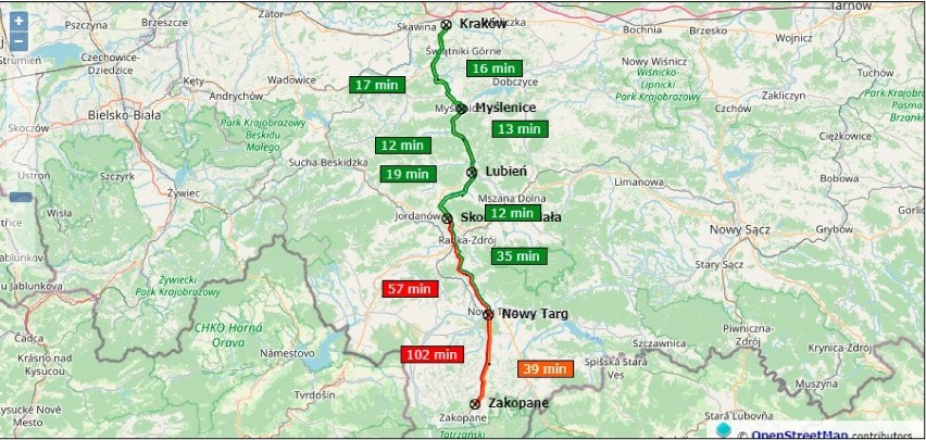 Korki na obwodnicy Krakowa (A4) i zakopiance.