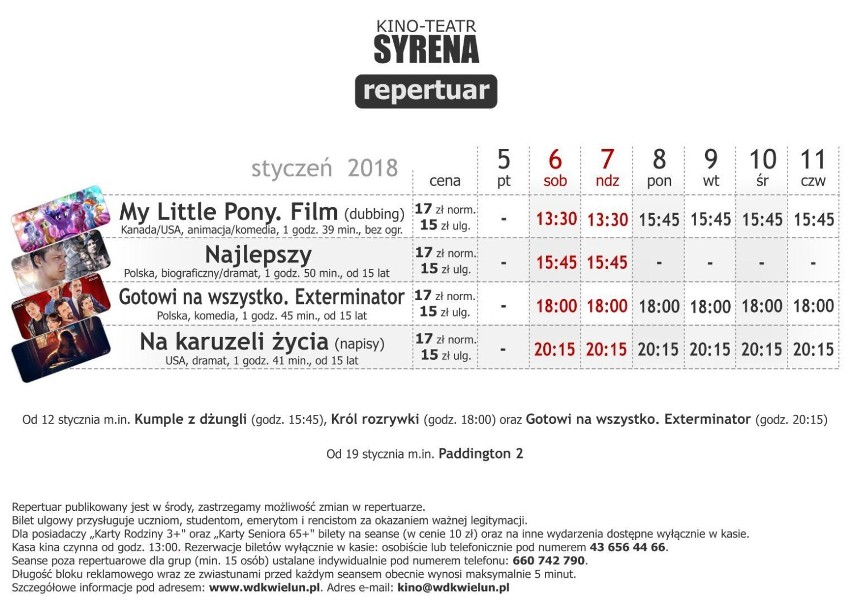 Repertuar kina Syrena w Wieluniu od 6 do 11 stycznia