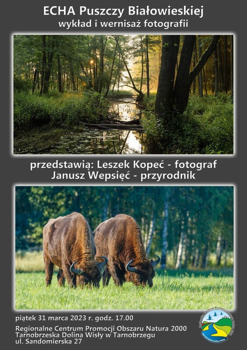 Tarnobrzeg. Wykład i wernisaż wystawy fotografii "Echa Puszczy Białowieskiej". Centrum Natura 2000 zaprasza! 