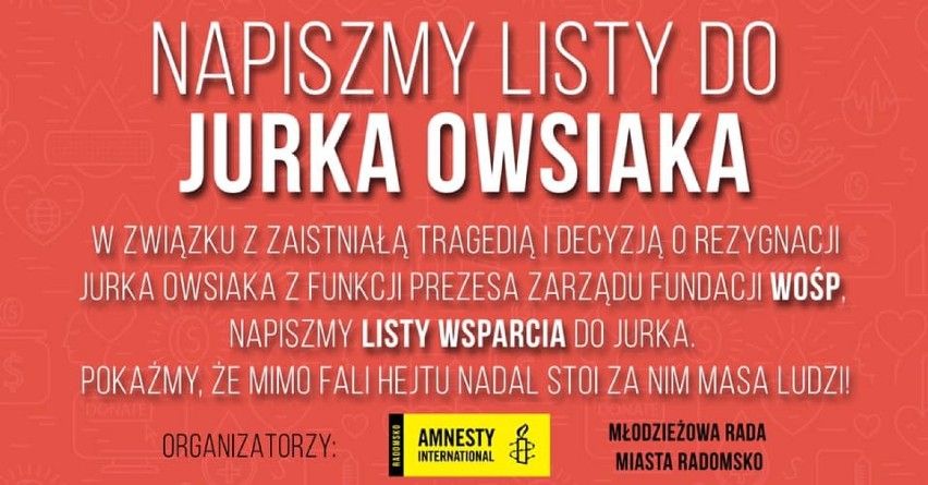Radomsko: Będą pisać listy do Jurka Owsiaka. Akcja Młodzieżowej Rady Miasta i Amnesty International