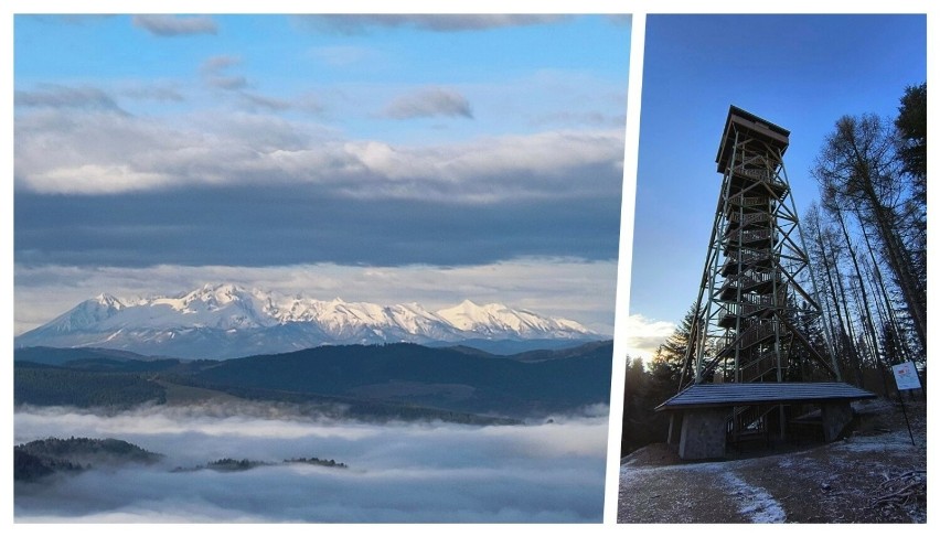 Taki widok na słowackie Tatry można podziwiać z wieży...