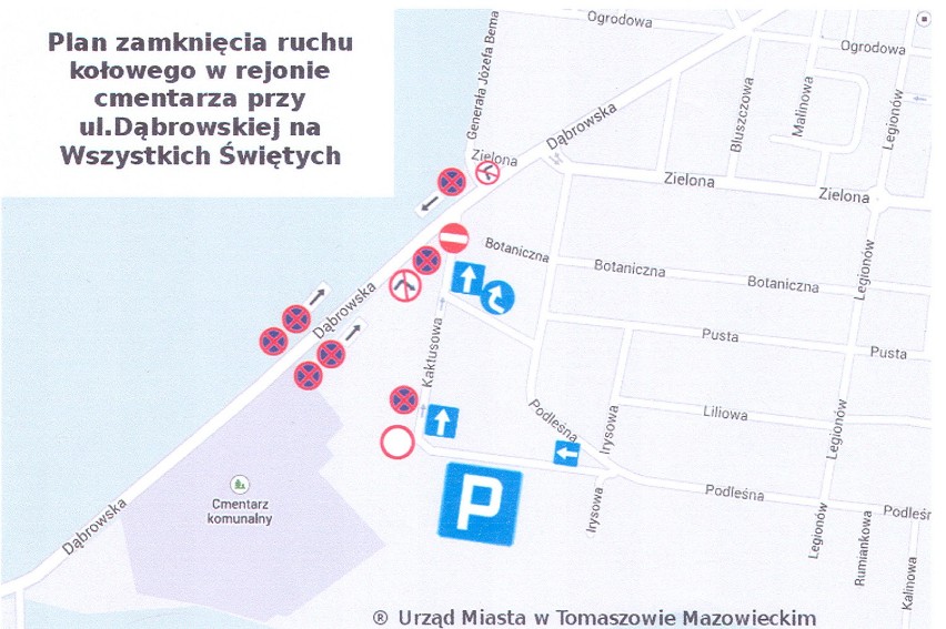 Zmiana organizacji ruchu przy cmentarzach w Tomaszowie Mazowieckim [MAPY]