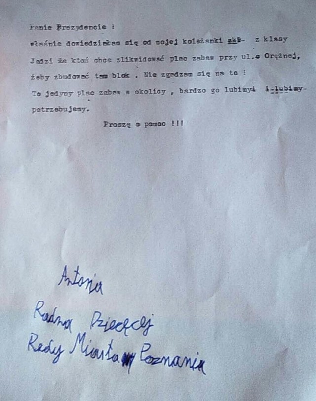 List 9-letniej Antosi do prezydenta Jaśkowiaka
