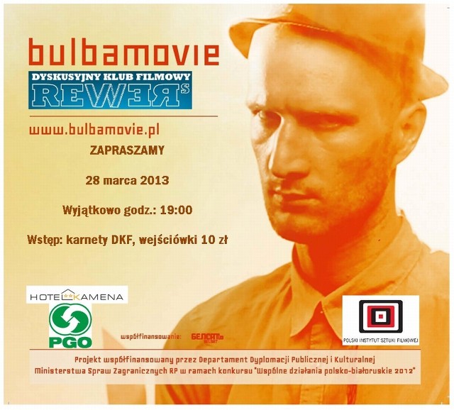 W czwartek, 28 marca o godz. 19.00 zapraszamy do Dyskusyjnego Klubu Filmowego Rewers w Chełmie na spotkanie z Bulbamovie - niezależnym kinem białoruskim. Miłośnicy dobrego kina z pewnością zachwycą się filmami młodych, białoruskich twórców prezentujących się na dorocznym Warszawskim Festiwalu Kina Białoruskiego.