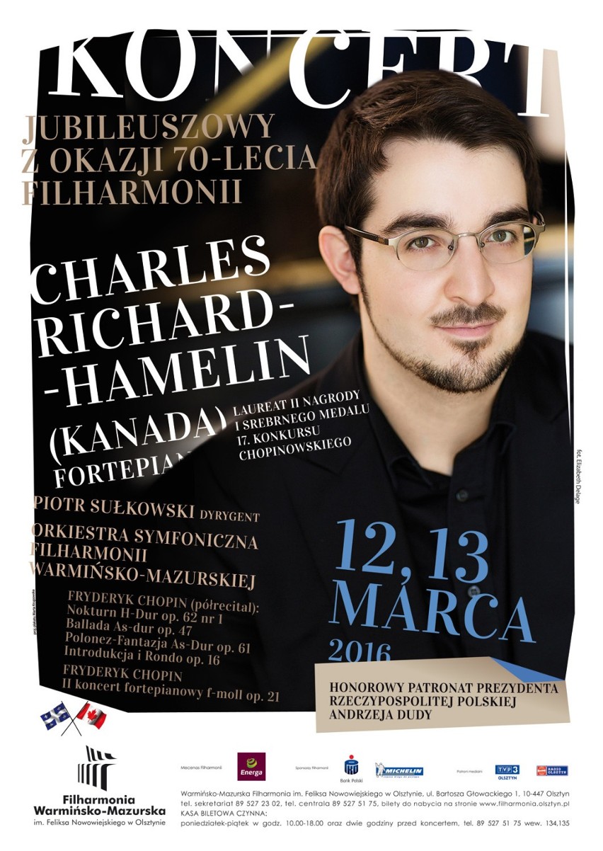 Pianista Charles Richard-Hamelin w Filharmonii Warmińsko-Mazurskiej