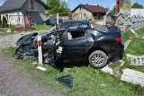 Wypadek koło Żarnowa. Toyota zderzyła się z ciężarówką