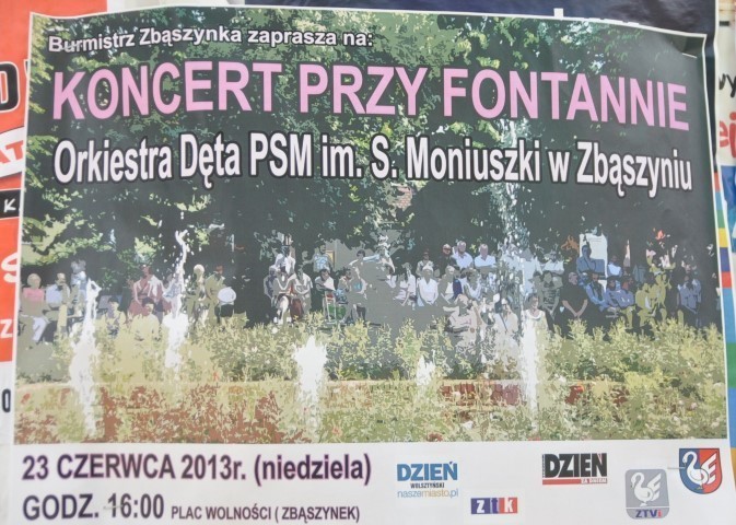 Koncert Orkiestry Dętej z PSM Zbąszyń przy fontannie w...