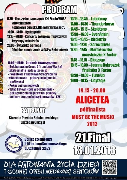 WOŚP 2013 w Bełchatowie - program