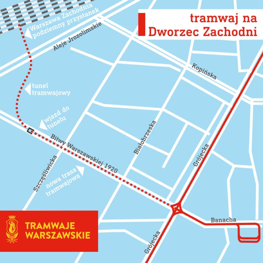 Umowa na tramwaj z Dworca Zachodniego do Grójeckiej podpisana. Podziemny przystanek, półkilometrowy tunel i pięć minut drogi