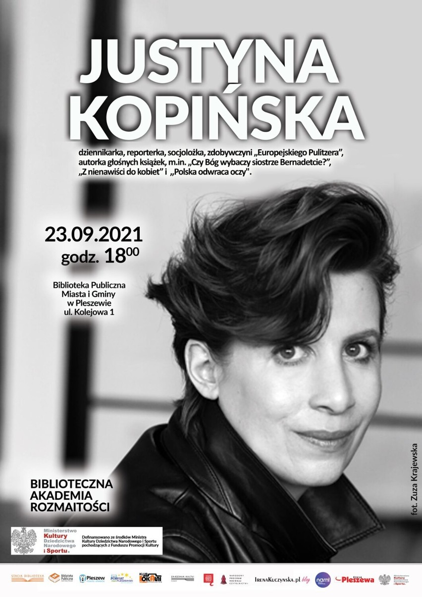 Spotkanie autorskie z Justyną Kopińską odbędzie się 23 września