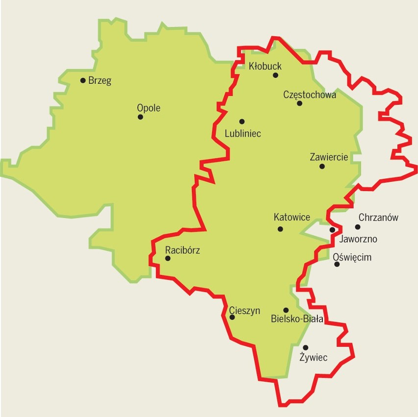 Mapa administracyjna z 1956 r.
Województwo, od 1950 r. pod...