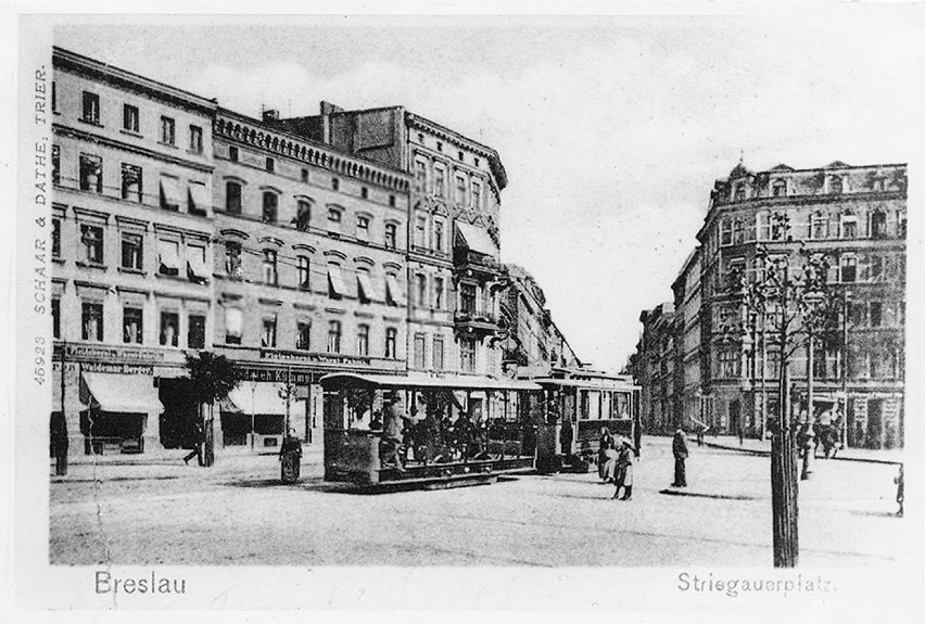 Lata 1900-1929. Tramwaj na placu Strzegomskim (dawniej...